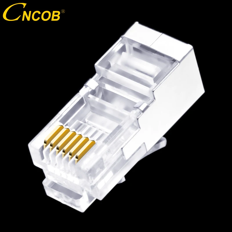 CNCOB 100 шт. RJ11 RJ12 6P6C длинный корпус соединитель телефонной линии FTP 6-ядерная