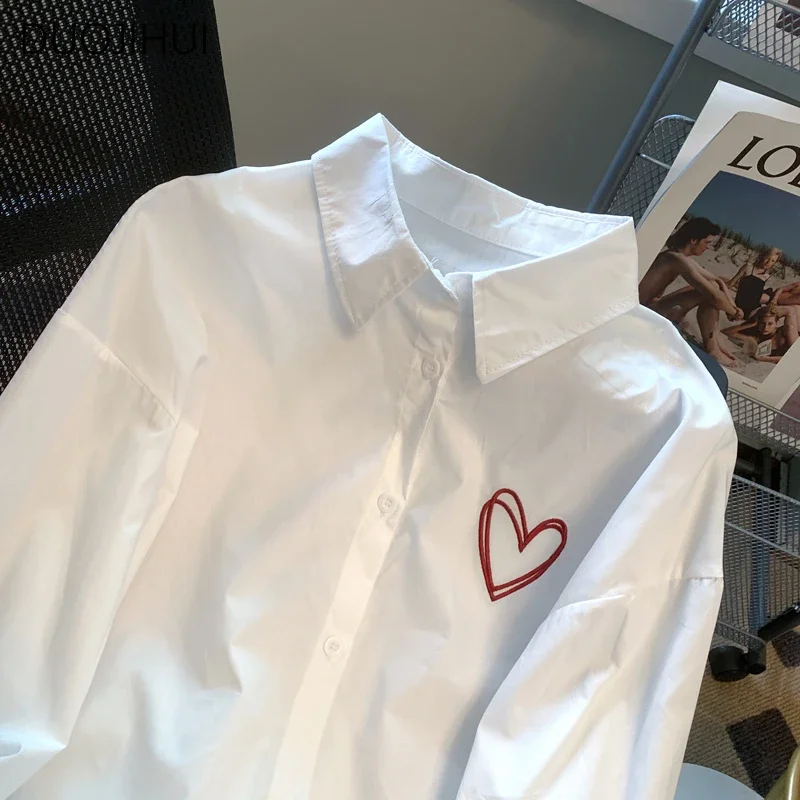 Женская белая рубашка с длинным рукавом