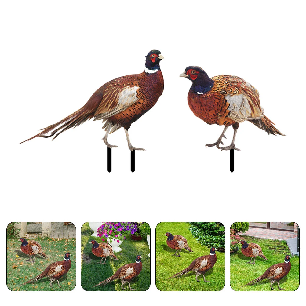 

2 Pcs Pheasant Garden Decoration Ornament Shape Stake Acrylic Lawn Outdoor Decorations Ground Inserted Sign Signs Adornment The