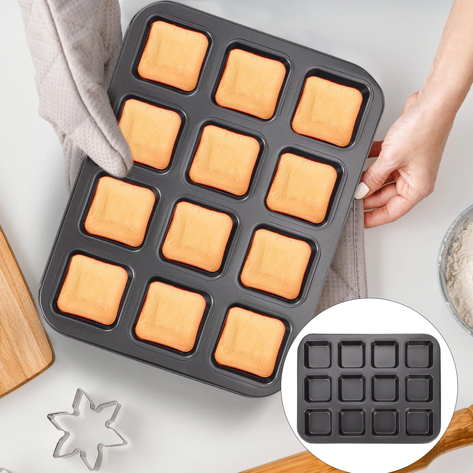 

Pan Baking Cake Brownie Mold Pans Tray Mini Molds Muffin Cupcake Metal Cookie Small Mould Donut Bread Carbon Loaf Steel Ice