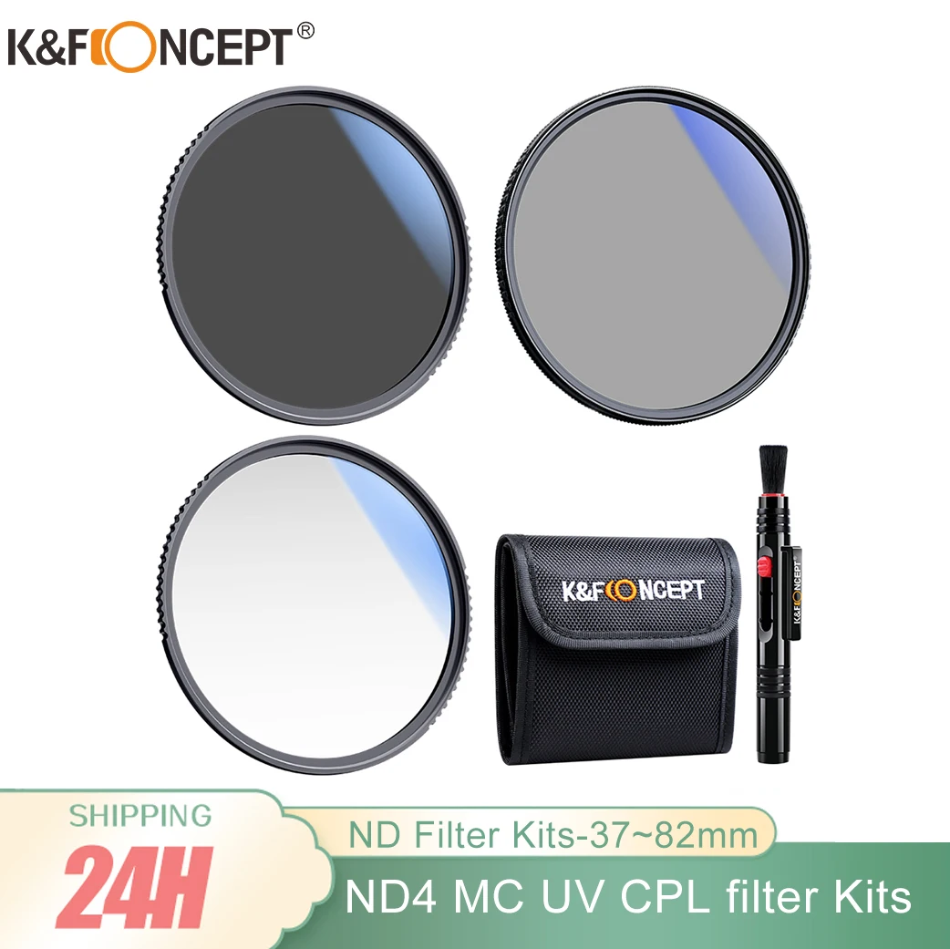 

Набор фильтров K & F Concept, нейтральная плотность ND4 MC УФ-фильтр CPL, набор объективов для камеры, 1 шт., очищающая ручка и мешочек для фильтров 58 мм,...