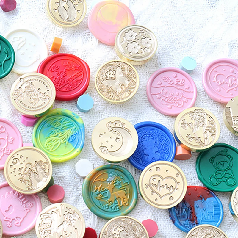 

Couple Cat Fire Paint Seal Head literary Hand Account Wax Seal Bear Pattern Wax Stamp Invitation Letter Seal Decorative