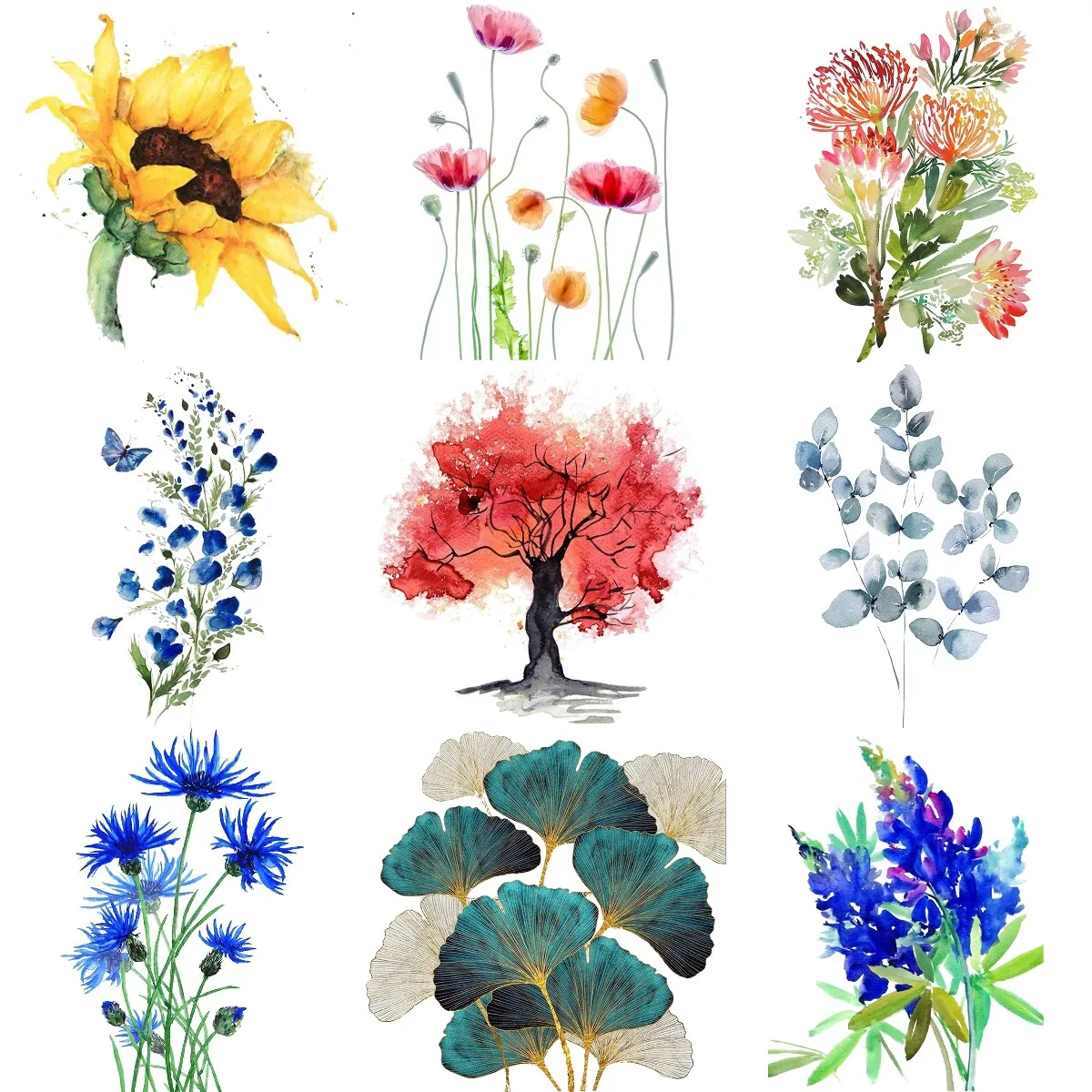 Нашивки с рисунком чернил и цветов для одежды модные нашивки термотрансферной