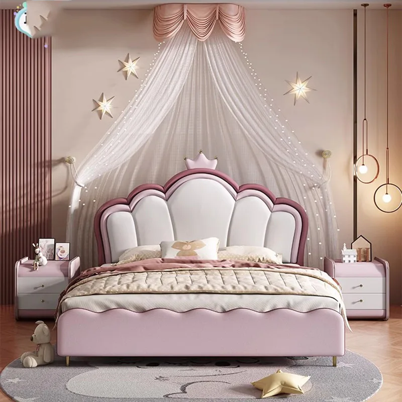 Розовая детская кровать принцессы