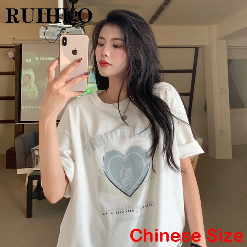 

RUIHUO Футболка с принтом Женская Бесплатная доставка 2022 Топ летняя одежда для женщин футболка китайский размер