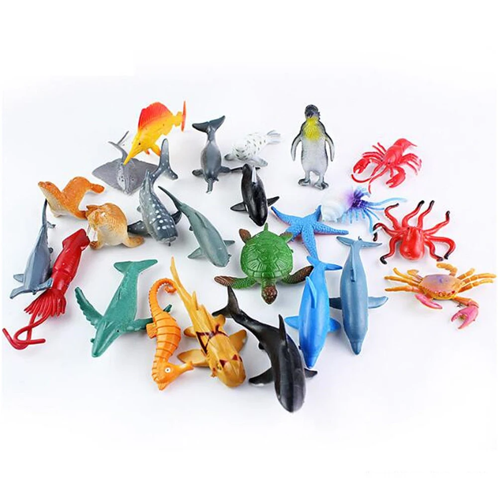 

Ocean Animals Dolphin Excellent Sea Creatures Children Gift Turtle Home Decoration Lifelike Model Toy Waterproof Whale 24pcs