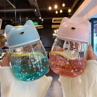 japanese style creative tumbler portable drinking kettle kawaii cat glass cup cute water bottle for girl 300ml cartoon mini mug