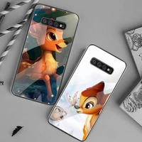 cute cartoon bambi phone case tempered glass for samsung s20 ultra s7 s8 s9 s10 note 8 9 10 pro plus cover