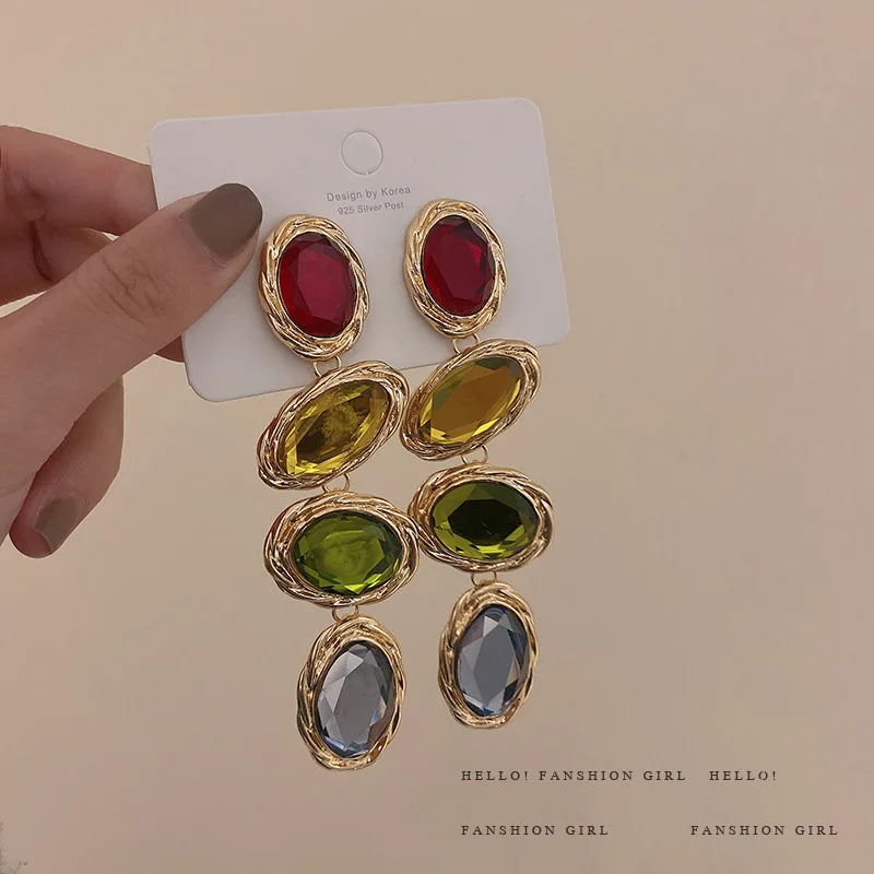 

Fashion Colorful Crystal Earrings For Girls Women
