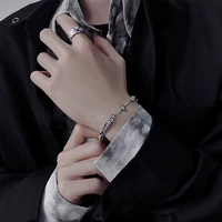 ins handsome boyfriends star bracelets stainless steel punk four pointed stars 2 layered link chain bracelet jewelry lover gift