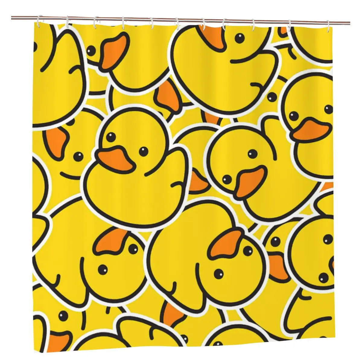 

Yellow Duck Shower Curtains Cute Bathroom Creative Bath Curtains with Hooks