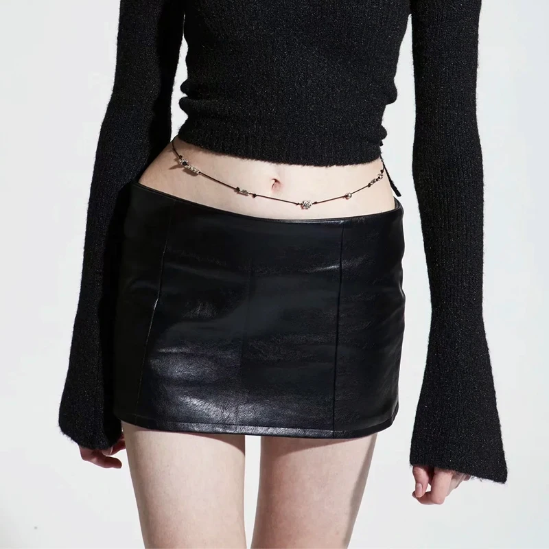 

Women Low Waist Faux Leather Mini Skirt PU Mini Skirt