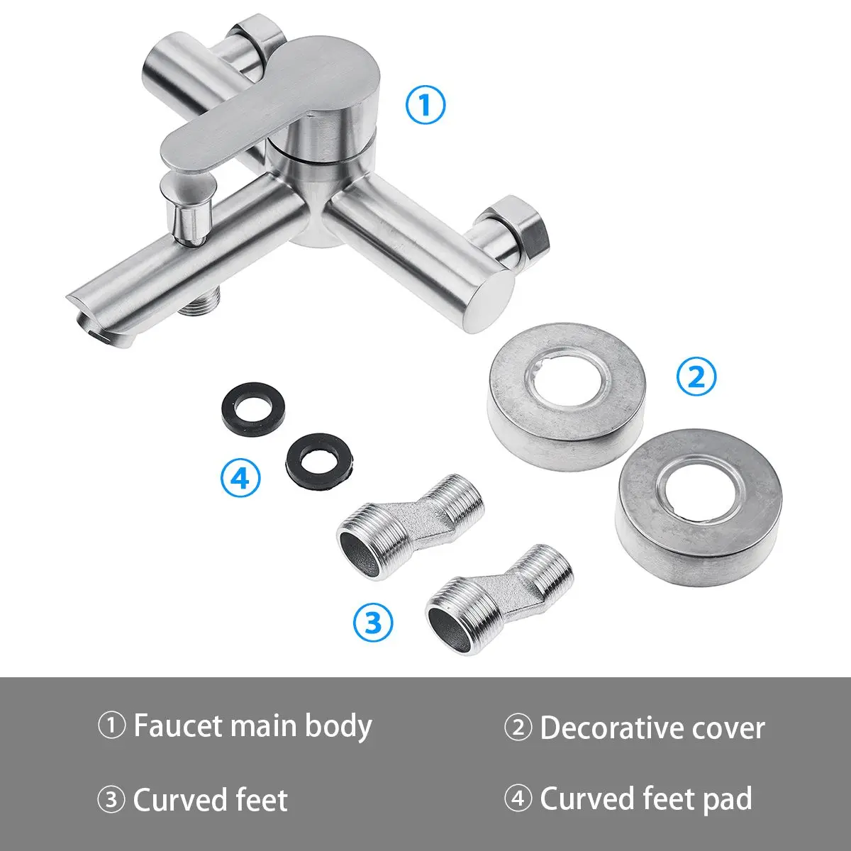Смеситель для воды с настенным креплением тройной клапан из нержавеющей стали 304