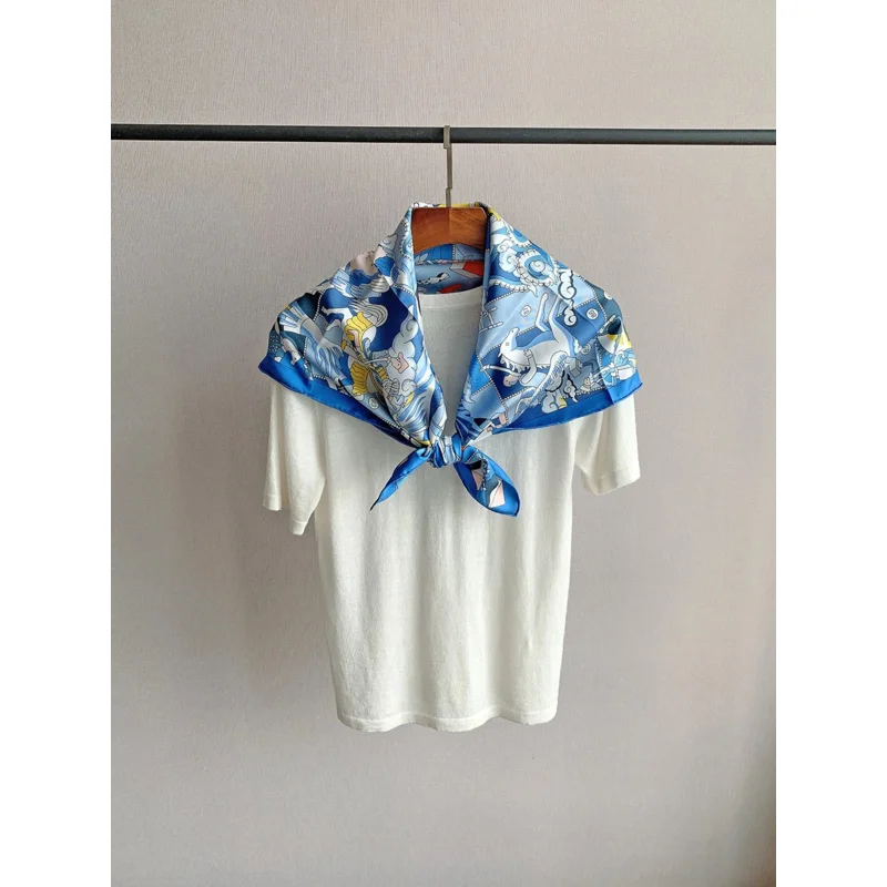 Женский шелковый шарф знаменитого бренда роскошный женский шарф-платок под шею