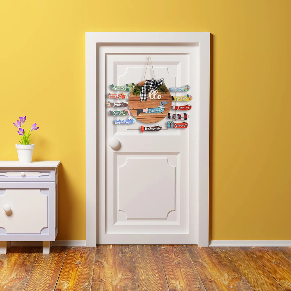 

Деревянная фотография, Взаимозаменяемые круглые входные двери, знак приветствия, украшения, знак приветствия, венок, товары вечерние, домаш...