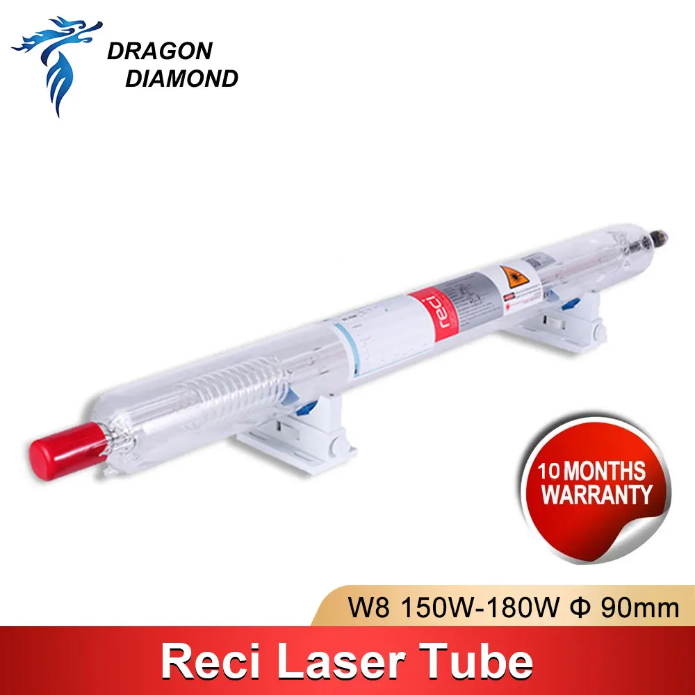 DRAGON DIAMOND RECI W8 150W-180W CO2 Laser Tube Glass Pipe Metal Head Length 1850mm Dia.90mm For CO2 Laser Engraving Cutting