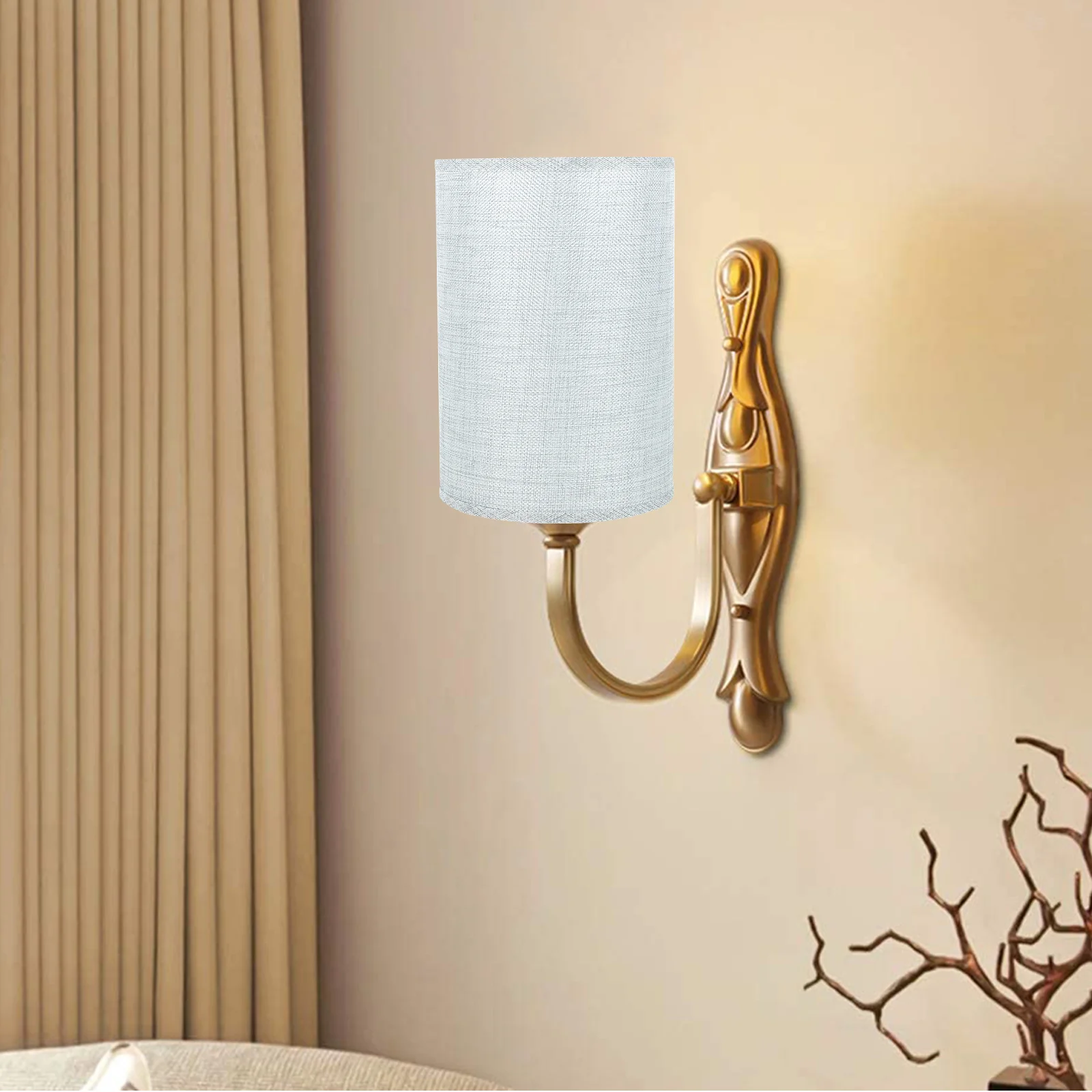 

Chandelier Lamp Shades Linen Lampshade Cover Light Desktop 20X14X14CM Large Lampshades Table Grey