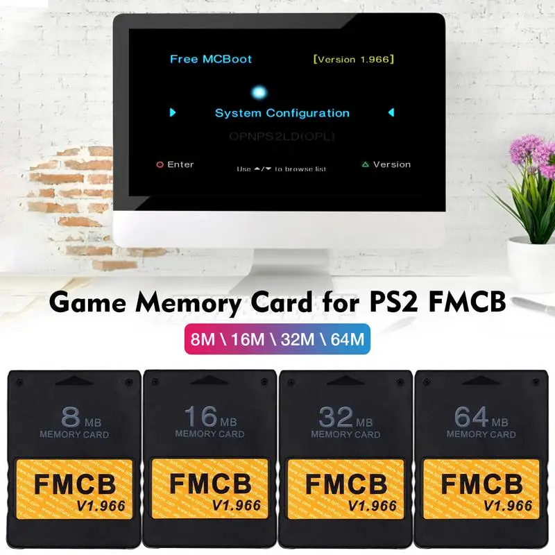 

Drop Shipping Free McBoot V1.966 8MB/16MB/32MB/64MB Memory Card Storage Card For PS2s FMCB Version 1.966 Network Adapter