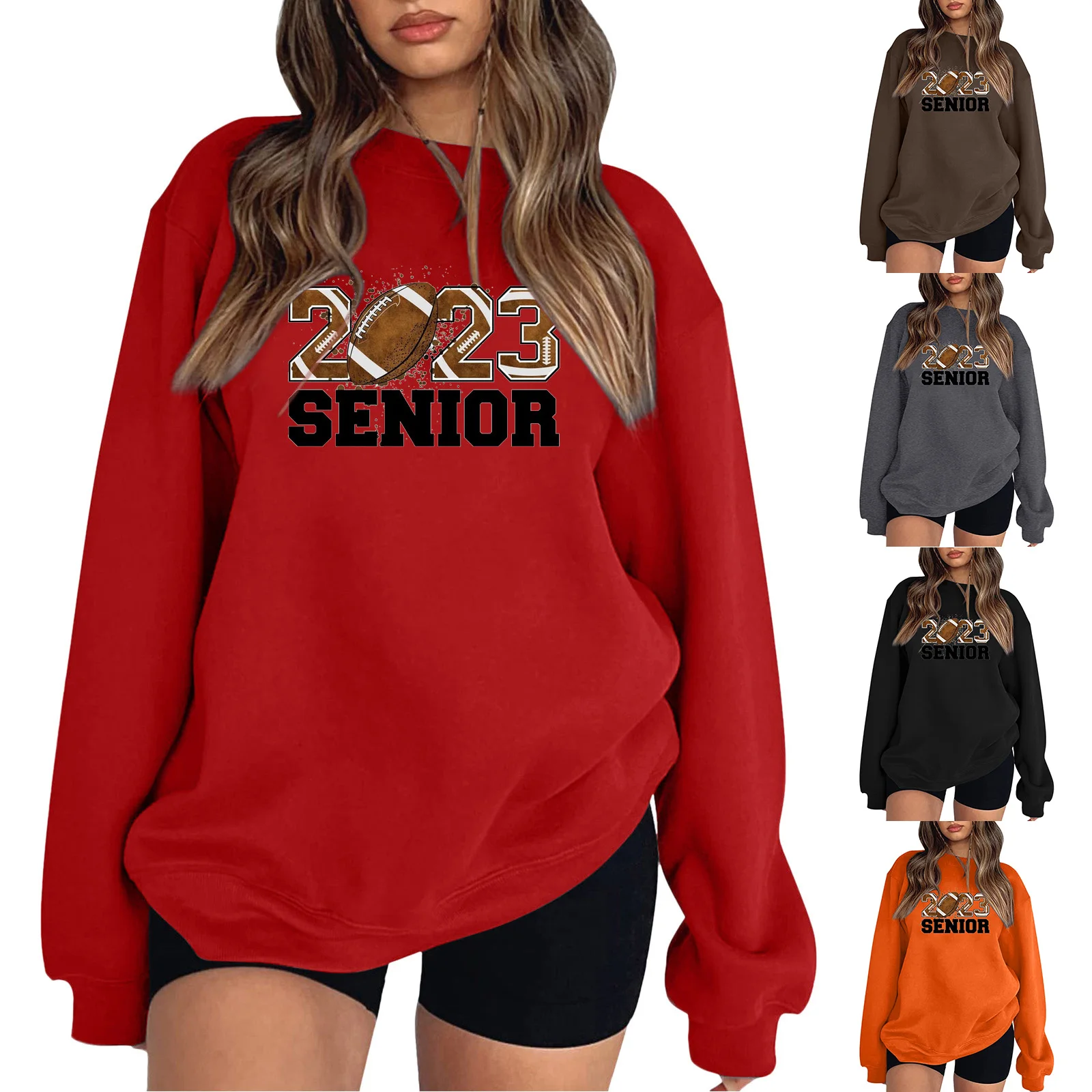 

Женский Свитшот оверсайз с длинным рукавом и круглым вырезом