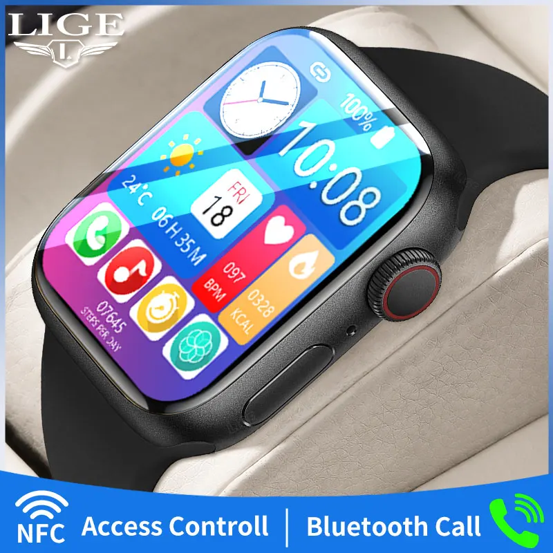 

LIGE Smartwatch For Men 2022 NFC Access Controll Smart Clock Bluetooth Answer Calling Watch IP68 Waterproof Men's Wrist Watches