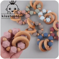 kissteether new baby products beech wood teether bracelet does not contain bpa baby creative silicone chewing gum teething toys