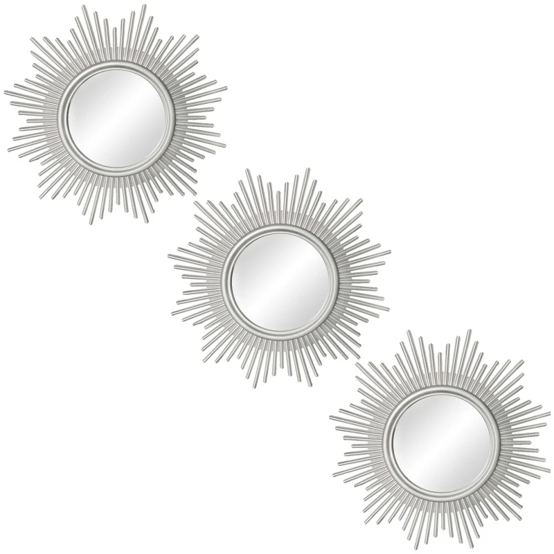 

Silver Mirrors for Wall Decor 3 Pcs Hanging Ornament Art Crafts Supplies