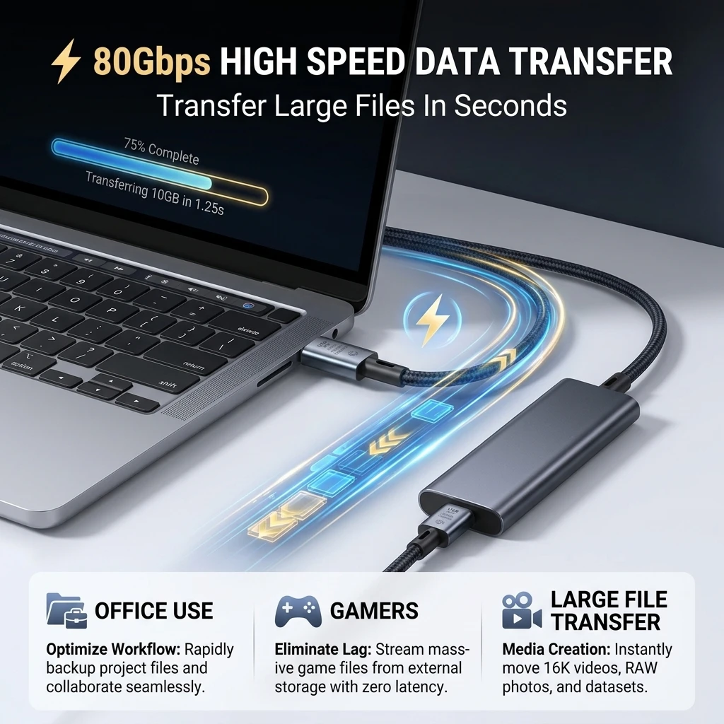 Кабель USB 5.0 C-C, быстрая зарядка 240 Вт, высокоскоростной кабель передачи данных 80 Гбитс, поддержка дисплея 16K 60 Гц, кабель Type C (штекер-штекер). (art.: 3920dcc4af4fe) - 3920dcc4af4fe