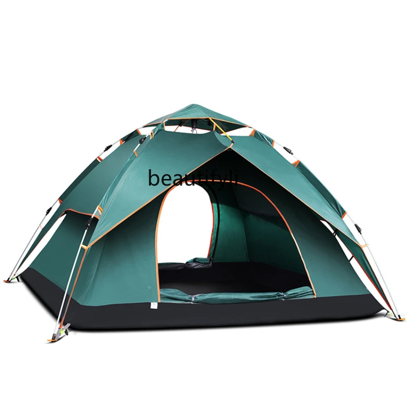 yj Explorer Automatic Tent Outdoor 3-4 People Thickened Rain-Proof 2 People Single Double Camping Outdoor Camping Tent
