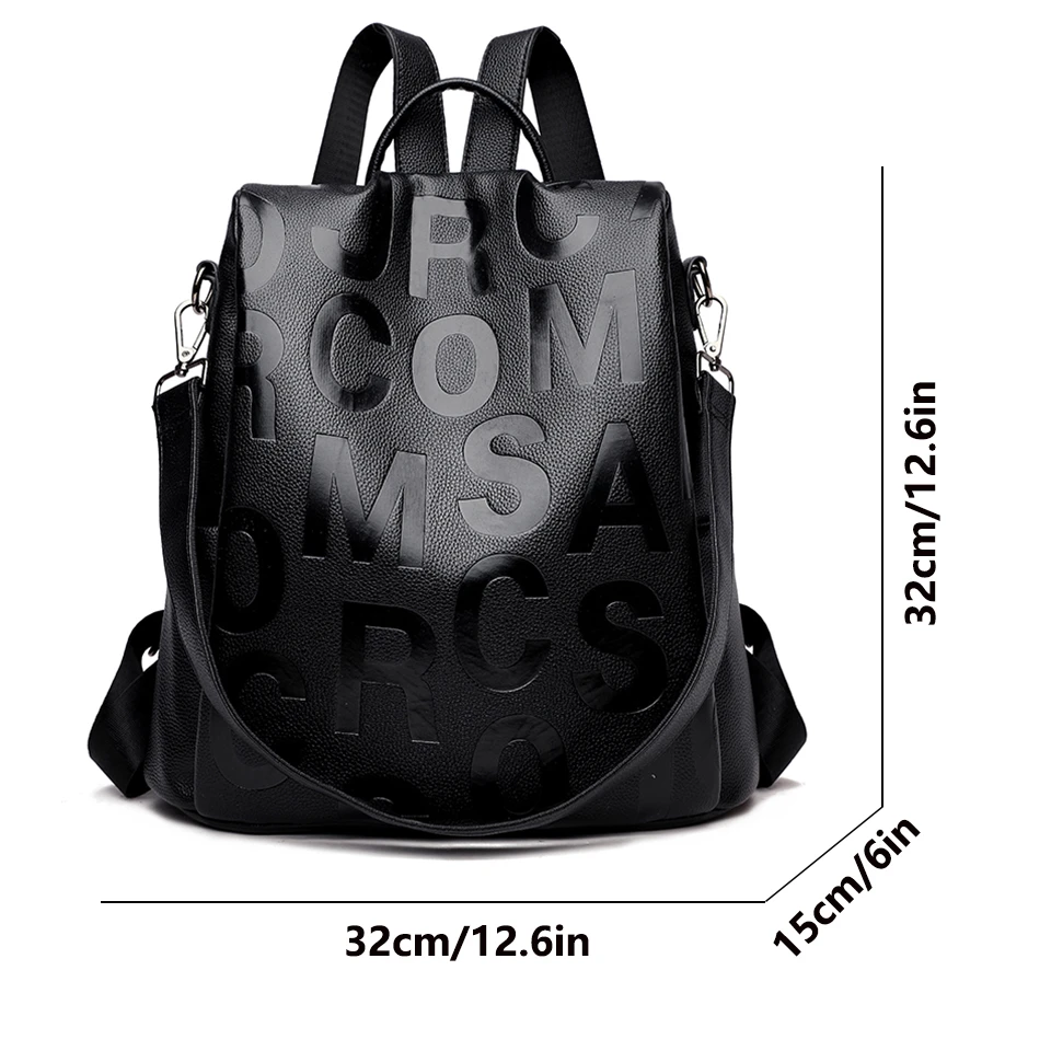 

Fashion Letters Large Capacity School Bags for Teenage Girls Brand Designer Soft Leather Travel Backpack Elegant Women Bags Sac