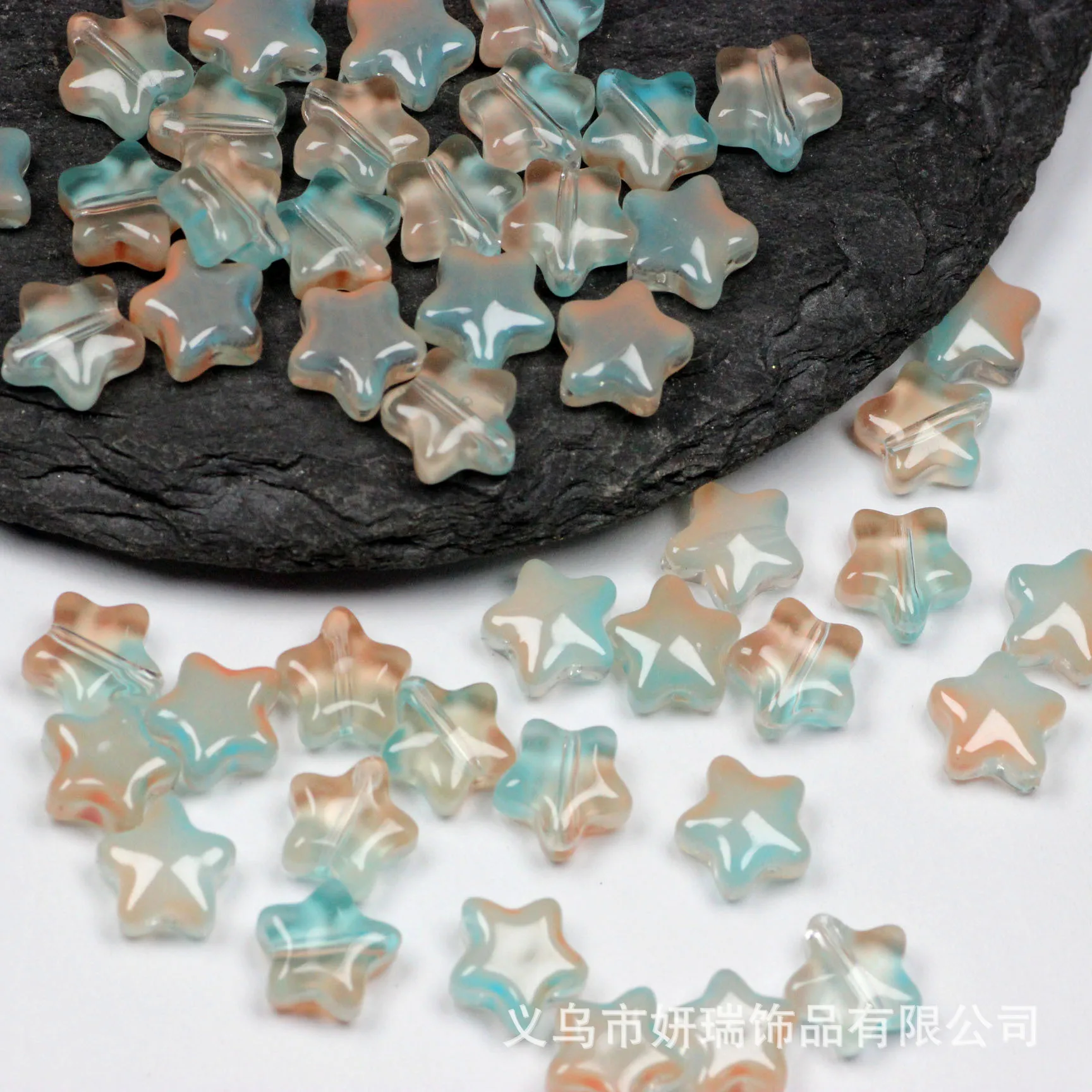 20pcs 8mm Mini Star Gloss Colour Glaze Glass With Hole Wholesale Diy For Jewelry Making Carft Loose Beads Pink Blue Rose Green