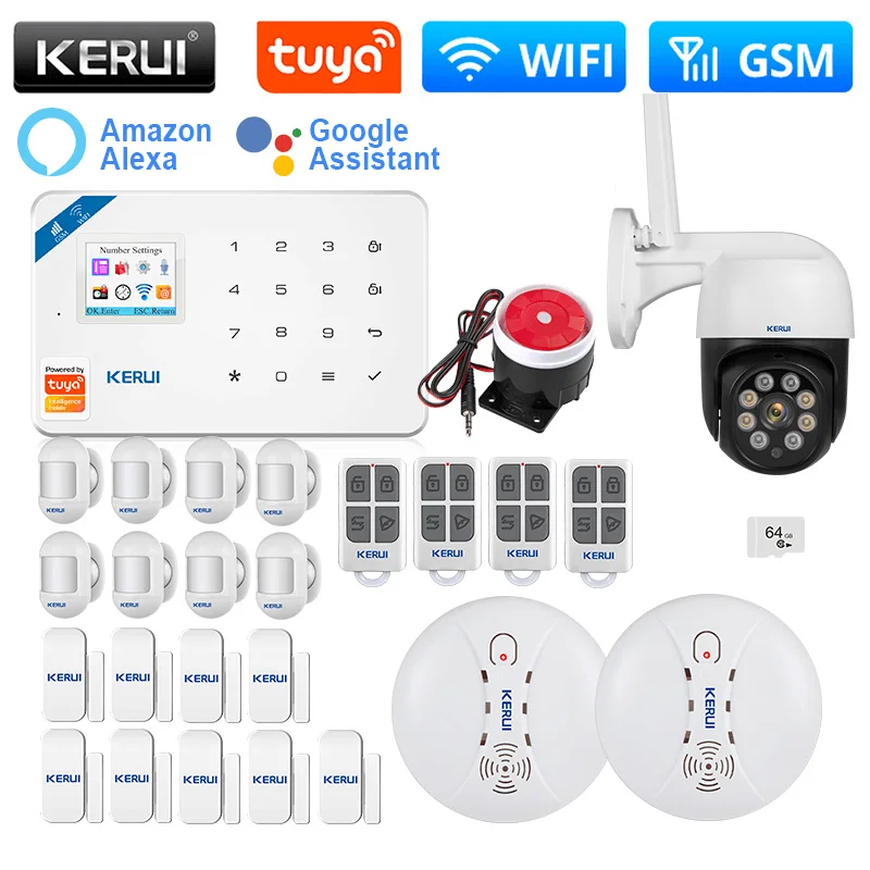 

KERUI W181 Home Alarm Kit Tuya Smart House WIFI GSM Alarm Support Alexa Outdoor Solar Siren Door Motion Sensor