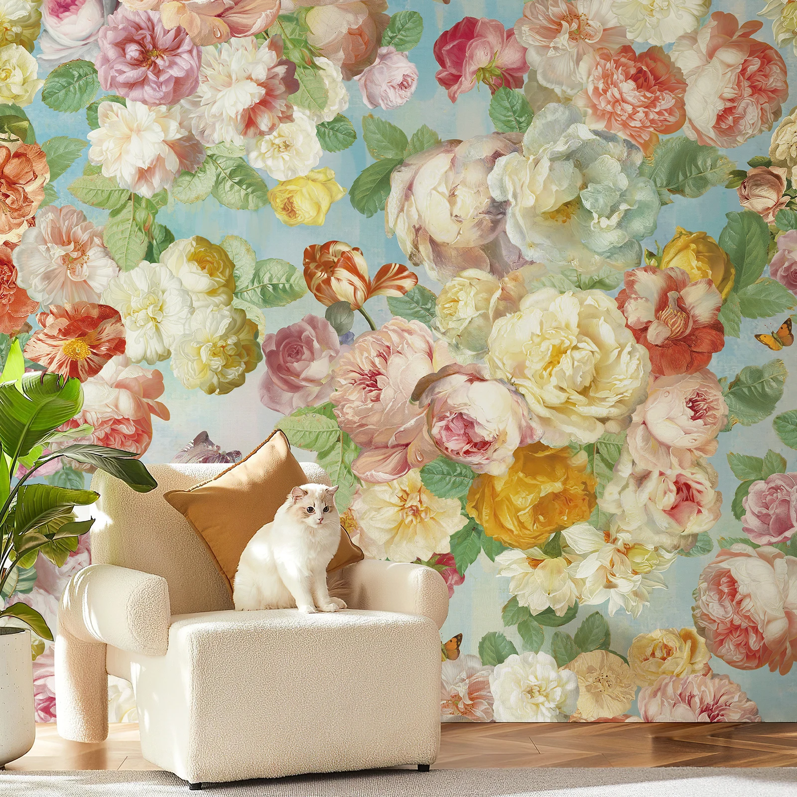 Zeeko розовая Цветочная Акварельная Настенная роспись пилинг и наклейка холст