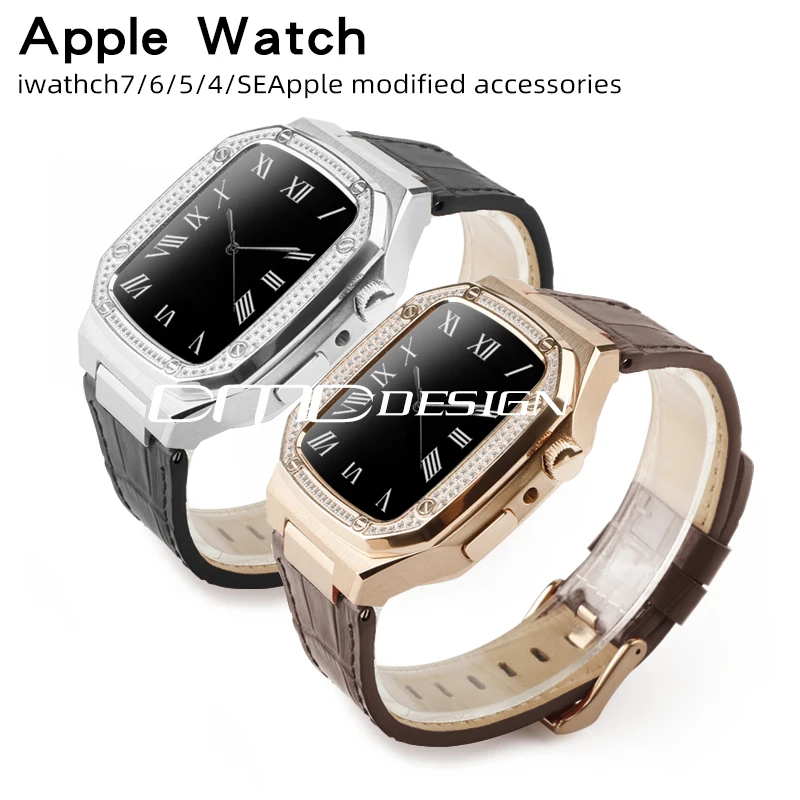 Compatible With Apple Watch Band 44mm Series 4/5/6/SE With Case Strap Stainless Steel iWatch Bands With Protective Cover