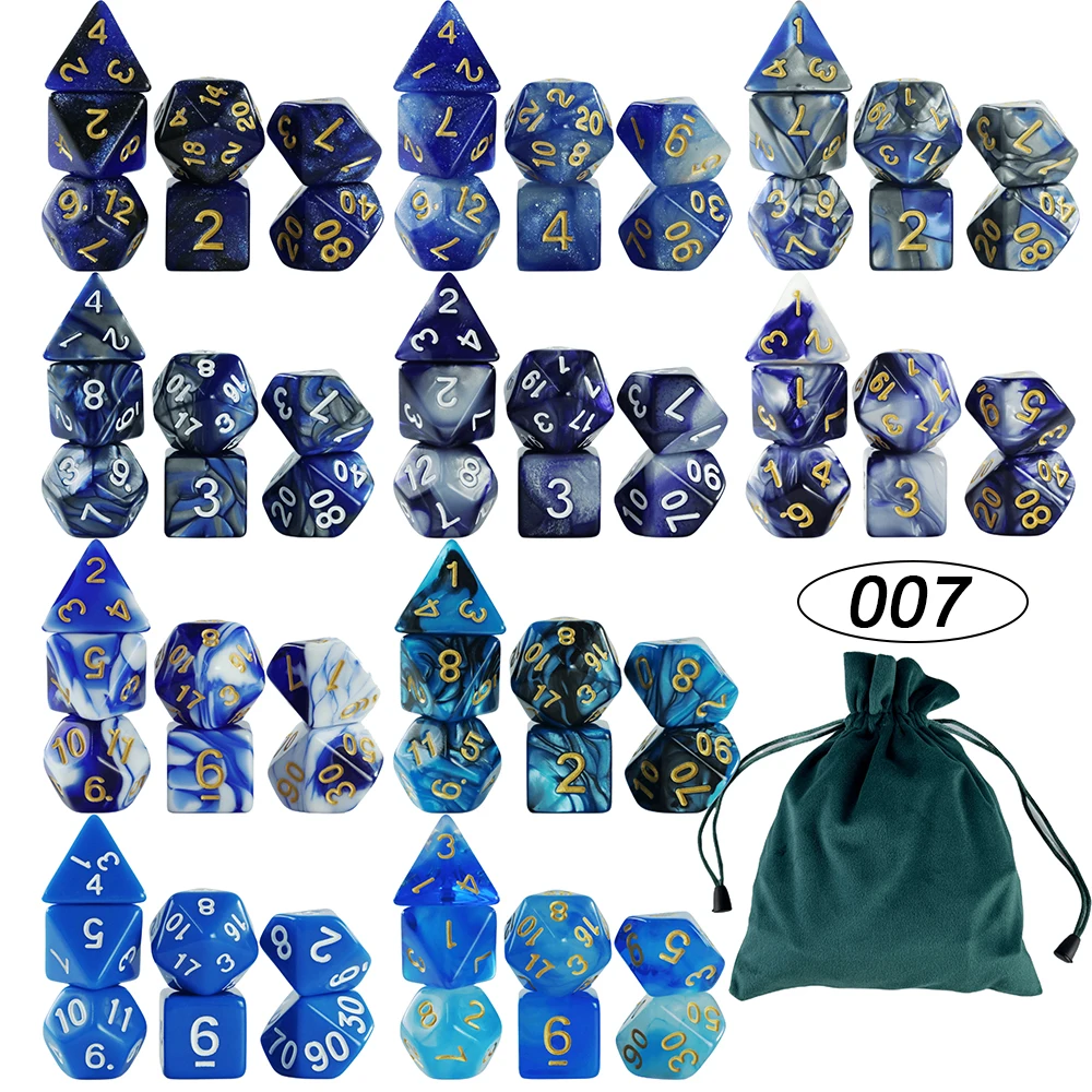 10 комплектов (70 шт.) многогранные игральные кости с бархатной сумкой для игровых