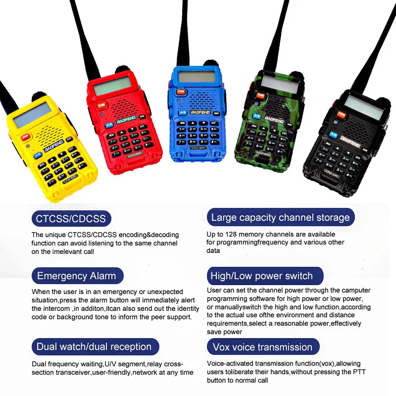 professional walkie talkie 10 km uhf vhf 5w uv 5r uv with flashlight vox fm cb transceiver 2 way radio communicator baofeng uv5r free global shipping