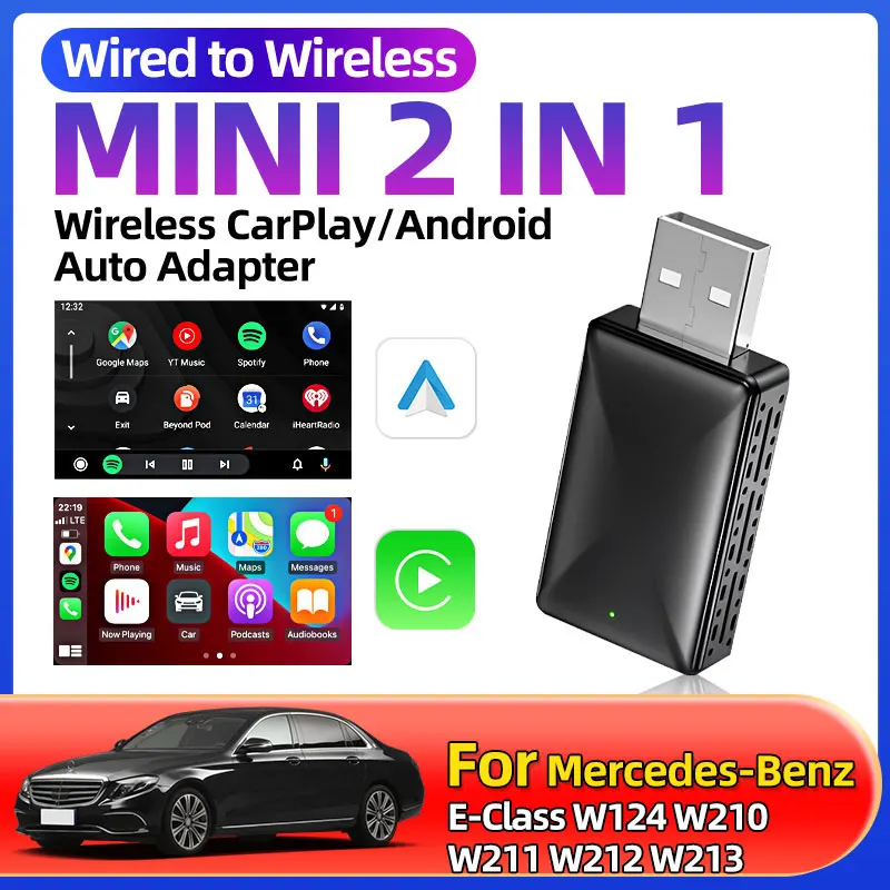 Для Mercedes-Benz E-Class W124 W210 W211 W212 W213 2025 Новый беспроводной адаптер Carplay Android Auto Wireless Smart