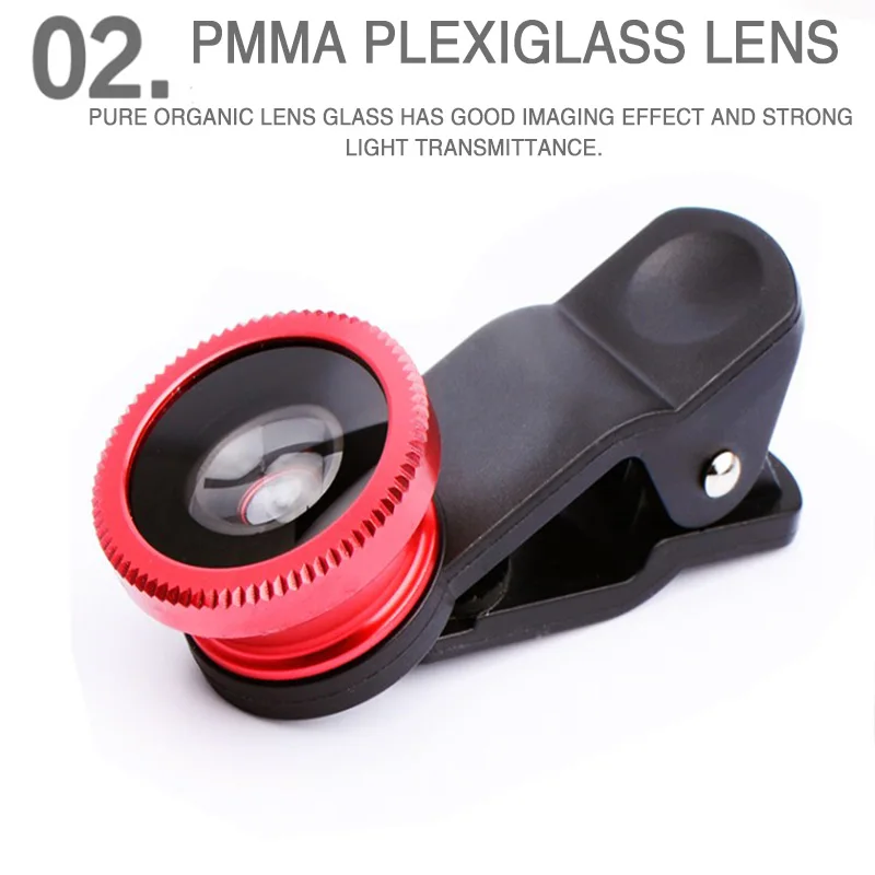 

3in1 Fisheye Phone Lens 0.67X Wide Angle Fish Eye Macro Lenses Camera With Clip Lens On The Phone For Smartphone selfie light