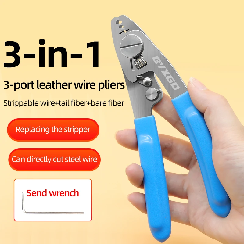 Burboro Stainless Steel Fiber Stripper Leather Wire Stripper FTTH Fiber Stripper Fiber Optic Tools Kit ML 03/02 Three/Two-port