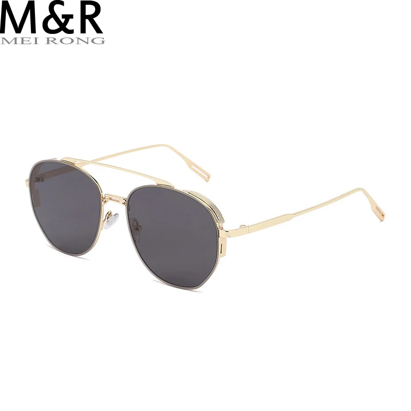 

Fashion Round Trendy Men Sunglasses Retro Punk Driving Men Women Glasses Double Bridge Metal Frame Lunette De Soleil Femme
