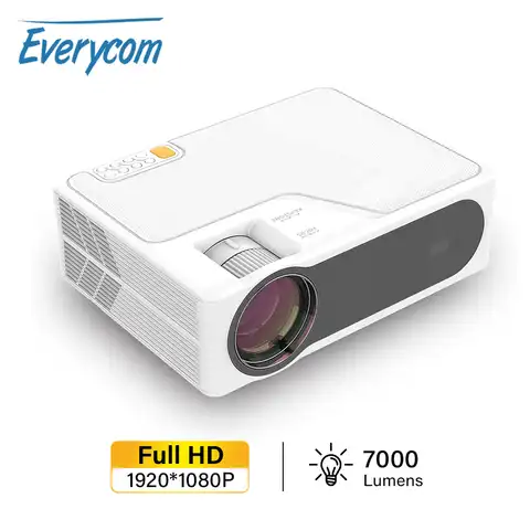 Everycom YG625 Проектор  LED LCD Разрешение 1080P 7000 люмен Поддержка Bluetooth Full HD USB Видео проектор 4К для домашнего кинотеатра