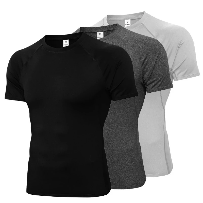 

Новинка Мужская футболка с коротким рукавом Рашгард компрессионная футболка для бега Мужская быстросохнущая Спортивная одежда для тренаж...