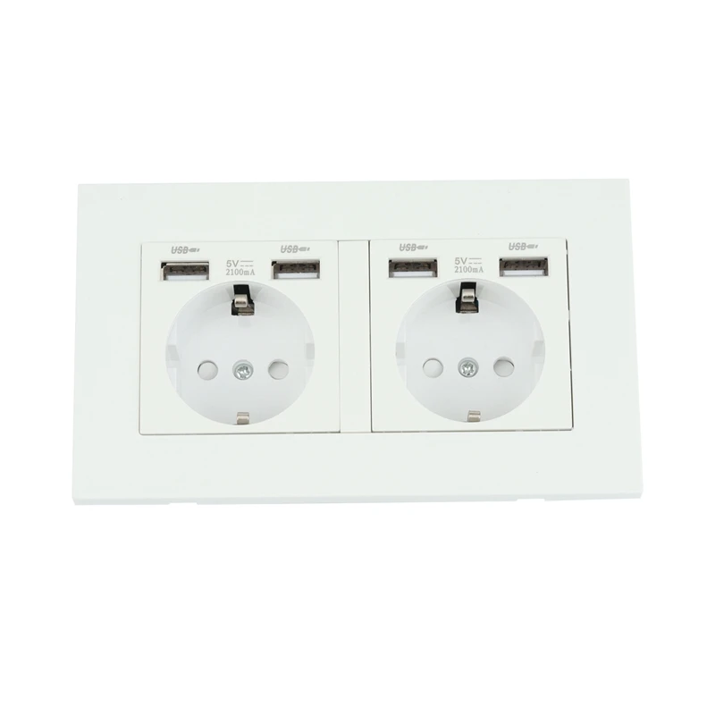 

Розетка сетевая с 4 USB-портами, 16 А, с двойной рамой