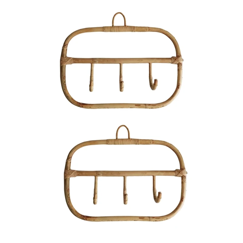 

2X Nordic Vintage Rattan Wall Hooks Clothes Hat Hanging Hook Crochet,Hangers for Home Hotel Dorm Decor,Clothes Organizer