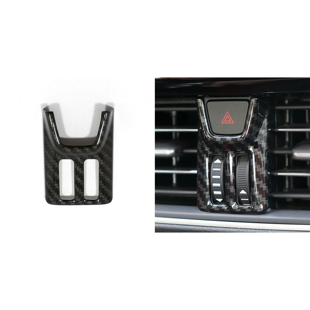 

1set Light Button Cover Trim 1pcs 1set Carbon Black Warning Carbon Fiber Black Fit For Ford Focus High-quality ABS