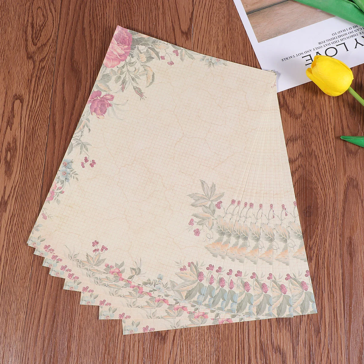 

50pcs European Style Paper Retro Writing Paper Vintage Letter Paper Romantic Stationery (Green Rose)