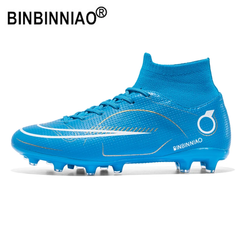 

BINBINNIAO 2022 fg Soccer Shoes Chuteira Campo AG/TF Football Boots Kids Boys Ultralight Soccer Cleats Sneakers Large Size 35-45