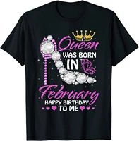 queens are born in february cute happy birthday high heel t shirt