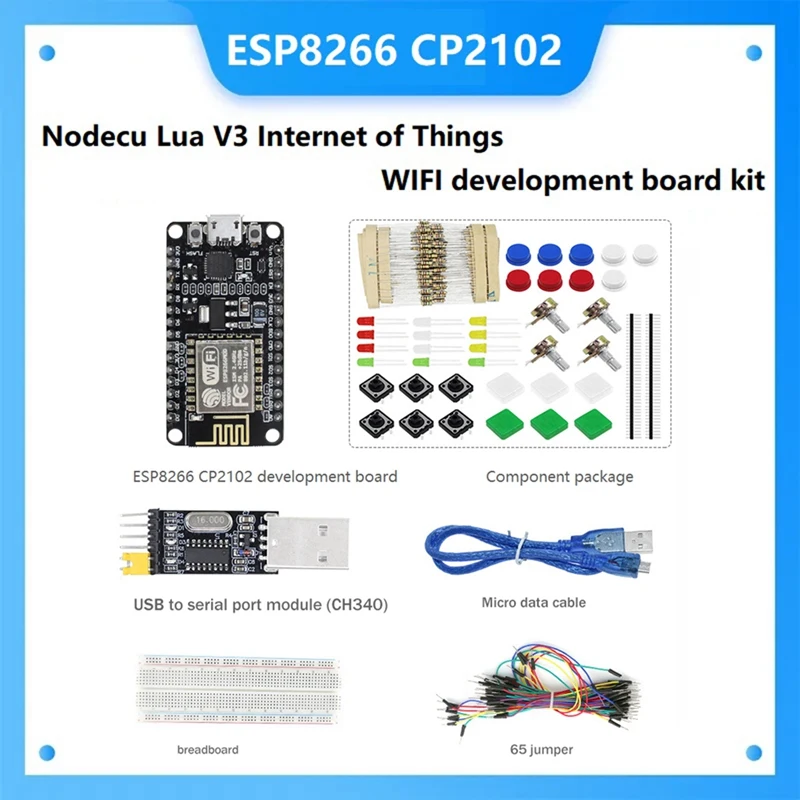 

ESP8266 CP2102 Nodecu Lua V3 ESP-12E черная макетная плата + элемент посылка + модуль последовательного порта USB + 65 перемычек + доска для хлеба