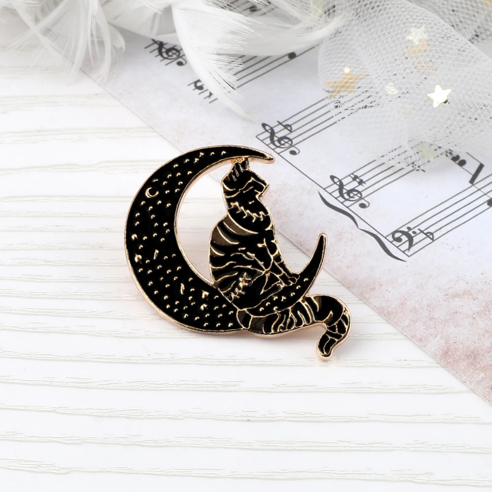 6 стилей стильные черные кошачьи эмалированные булавки металлические броши в
