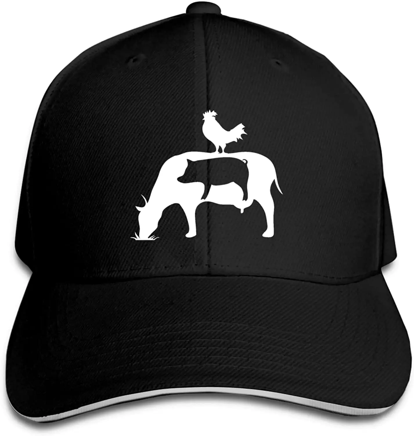 

Unisex Farm Anilmals Silhouette Chicken Pig Cow Baseball Cap Adjustable Hat Sandwich Cap Hip Hop Hats